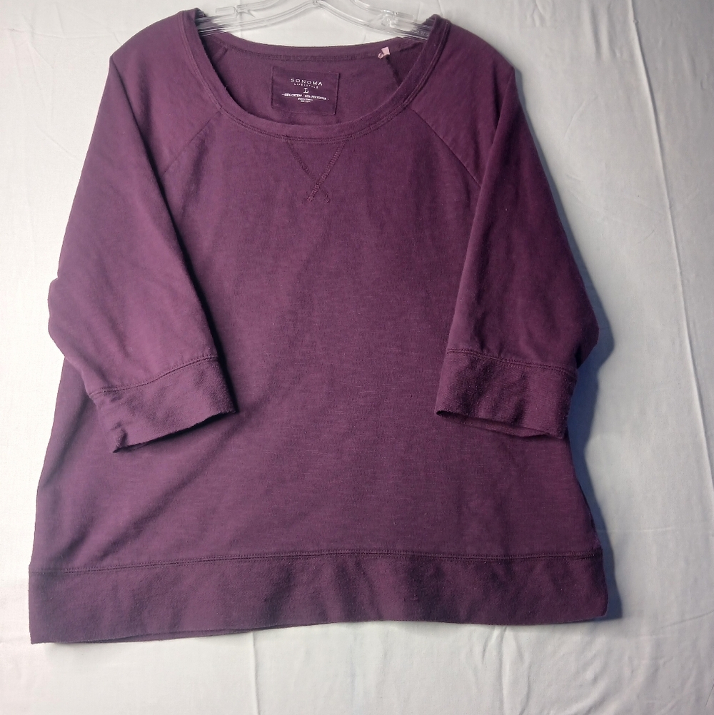 Sonoma women's‎ burgundy three-quarter sleeve sweatshirt